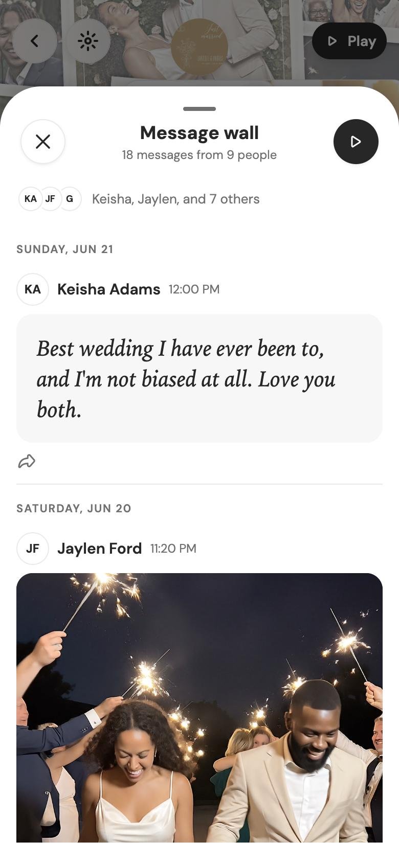 The message wall: ten messages from eight people